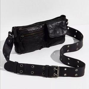 Free People Wade Leather Sling in black